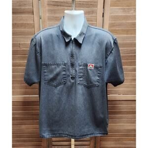 Ben Davis Work Shirt Men's Size XL 1/2 Zip Charcoal Gray, Collard, Short Sleeve